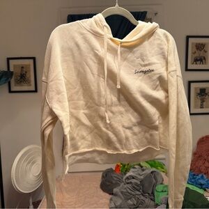 Women's Cream Cropped Hoodie